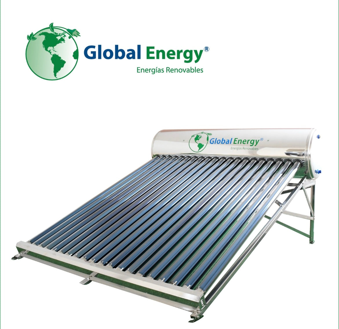 Calentador solar de alta capacidad GlobalEnergy de 230 litros para 7 personas con tubos de vacío.