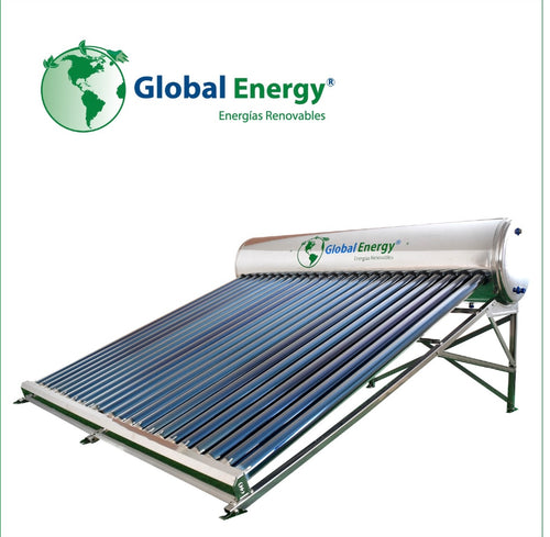 Calentador solar de alta capacidad GlobalEnergy de 340 litros y 30 tubos de vacío para 10 personas.