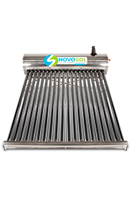 Calentador solar térmico de máxima capacidad marca NovoSol, diseñado para el abastecimiento continuo de 7 personas.