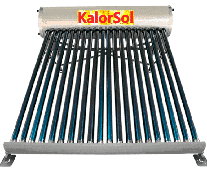 Calentador solar KalorSol de 20 tubos de vacío y tanque de acero inoxidable con capacidad para 6 personas.