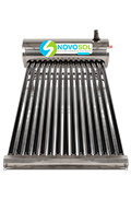 Calentador solar térmico marca NovoSol con capacidad ideal para el abastecimiento continuo de 5 personas.
