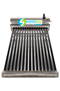 Calentador solar térmico marca NovoSol con capacidad ideal para el abastecimiento continuo de 5 personas.