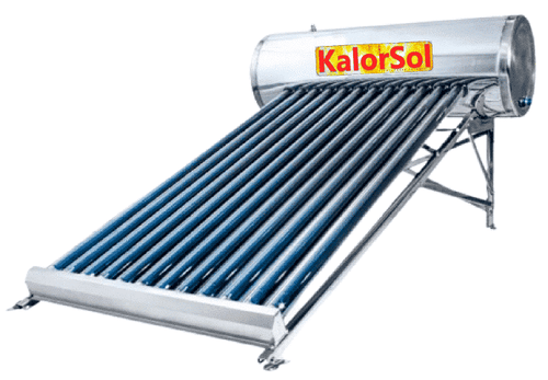 Calentador solar KalorSol de 18 tubos de vacío y tanque de acero inoxidable para 5 personas.