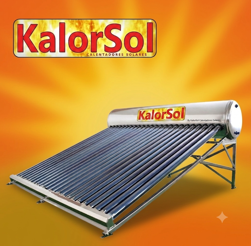 Calentador solar de tubos de vacío de acero inoxidable marca KalorSol instalado para ahorro de gas