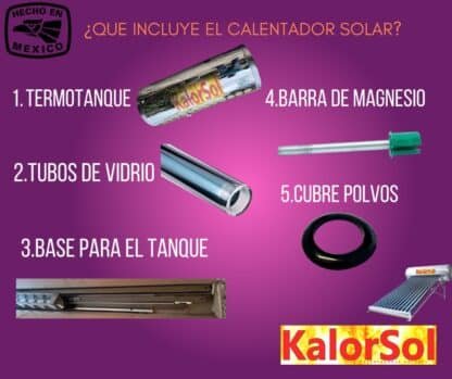 contenido de caja calentador solar kalorsol