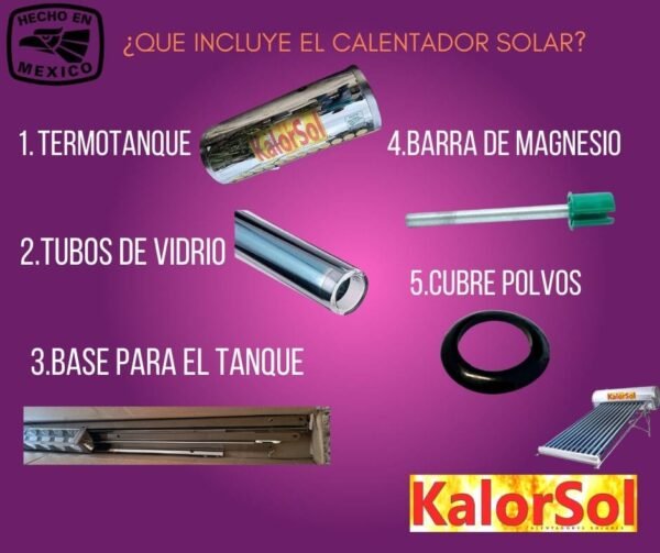 contenido de caja calentador solar kalorsol