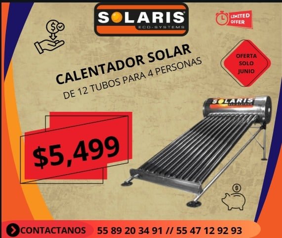 Calentador solar Solaris instalado, ahorra energía y disfruta agua caliente